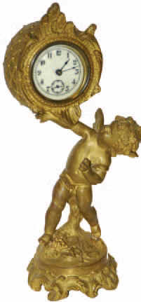 Novelty clock with a running one day movement. — Antique Clocks Price Guide