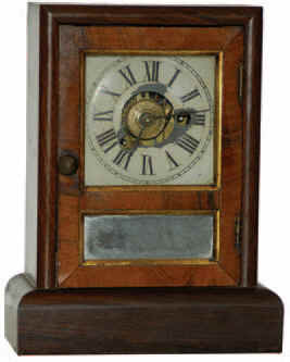 Seth Thomas "Cottage Extra", ca 1865. Great little 9.5 inches high mahogany veneer case, gilt around the glasses mostly still intact. — Antique Clocks Price Guide
