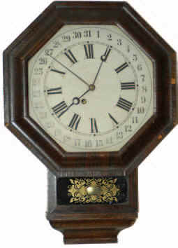 "The Terry Clock Company, Waterbury, Connecticut", taken from the label; and "O.G. Octagon Drop Calendar, Spring", ca 1873. — Antique Clocks Price Guide