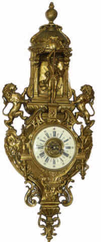 French heavy cast brass cartel clock, ca 1880. Well made 8 day French movement marked "AD Mougin", outside count, strikes on a bell, and is running. — Antique Clocks Price Guide