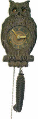 English hanging novelty owl clock, ca. 1900. — Antique Clocks Price Guide