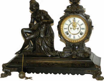 Ansonia Clock Co. seated statue clock, "Troubadour", ca 1894. — Antique Clocks Price Guide