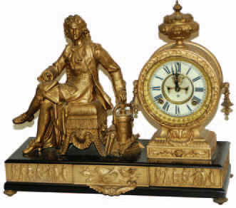 Ansonia Clock Co. figure clock, "Denis Papin", ca 1894. — Antique Clocks Price Guide