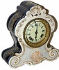 Ansonia Clock Co. porcelain clock with unusual colors or cream front and cobalt blue on the back and sides.