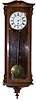 Vienna Regulator, ca. 1890. Extra clean high grade case, approx. 42 inches high, possibly mahogany with burled backboard, good old glasses.