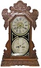 Waterbury Clock Co. shelf double dial calendar clock "Oswego", ca. 1900.