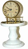 Milk Glass Candlestand Clock "Terryville Manufacturing Company, Terryville, Conn", and "Oct 5th 1852", embossed on the rear brass cap covering the movement.