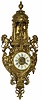 French heavy cast brass cartel clock, ca 1880. Well made 8 day French movement marked "AD Mougin", outside count, strikes on a bell, and is running.