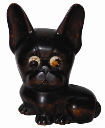 Oswald, small carved wood bulldog. This is a very rare size Oswald, and one of the earliest models we have seen. — Antique Clocks Price Guide