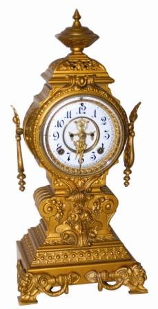 Ansonia Clock Co. metal mantle clock, painted gold. — Antique Clocks Price Guide