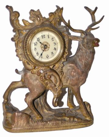American metal novelty clock featuring a big elk with the clock on his back. — Antique Clocks Price Guide