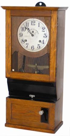 Sold By / Cleveland Time Clock and Service Co. / Cleveland, Ohio / Dependable, copied from the dial of this time clock. — Antique Clocks Price Guide
