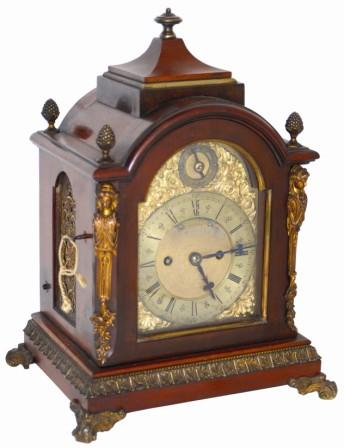 French miniature, double chain fusee bracket clock, ca 1885. The large solid plate 8 day movement is not signed but is running and striking the hours and half hours correctly. — Antique Clocks Price Guide