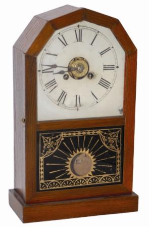 Jerome and Co. shelf clock. Complete paper label inside identifies this clock as the, "Rocket / Time Piece". — Antique Clocks Price Guide
