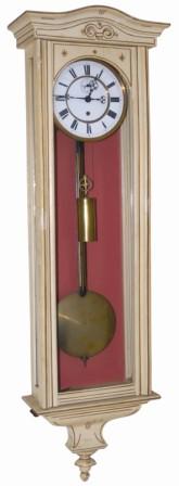 Austrian Vienna Regulator, one weight, in an unusual painted case, ca 1880. Someone went to a great deal of trouble to blend this clock to their other furnishings. — Antique Clocks Price Guide