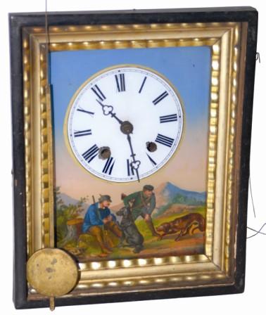 Black Forest Picture Frame clock in "as found condition", ca 1850. Missing the glass in the front wood frame. — Antique Clocks Price Guide