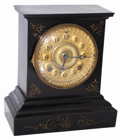 Ansonia Clock Co. black enameled iron case, "Unique", ca 1880. — Antique Clocks Price Guide