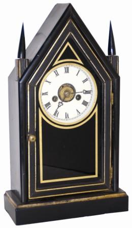 Steeple, probably German, one day movement with alarm. — Antique Clocks Price Guide