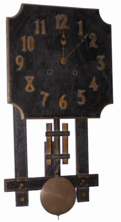 Mission - wall clock. Oak case is 23" high, complete, original, and filthy dirty. — Antique Clocks Price Guide