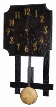 Mission - wall clock. Oak case is 23" high, original, and filthy dirty. — Antique Clocks Price Guide