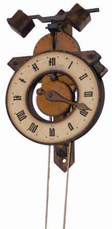 Swiss made novelty clock. The wood dial is signed, "buco Swiss". — Antique Clocks Price Guide
