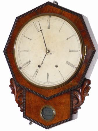 Chauncey Jerome / New Haven, Conn., copied from the complete, very nice blue label inside the bottom trap door of this "pie crust" wall clock, ca about 1850. — Antique Clocks Price Guide