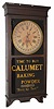 Sessions Clock Co., Rare, and original, Calumet Baking Powder Advertising glass in their "Regulator No. 2", oak case, ca 1908.
