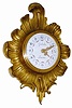 Miniature bronze cartel clock. Swiss 8 day time only movement is watch size, back wind and set and running perfectly.