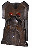 Blinking Eye carved wood dog, an early model ca 1930. Excellent case is 7.5" high, darkened over time, complete, and all original.