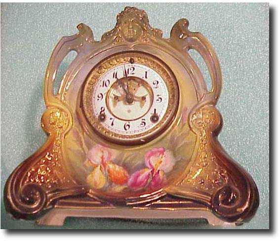 Ansonia porcelain cased mantel clock, "La Chapelle" — Antique Clocks Price Guide