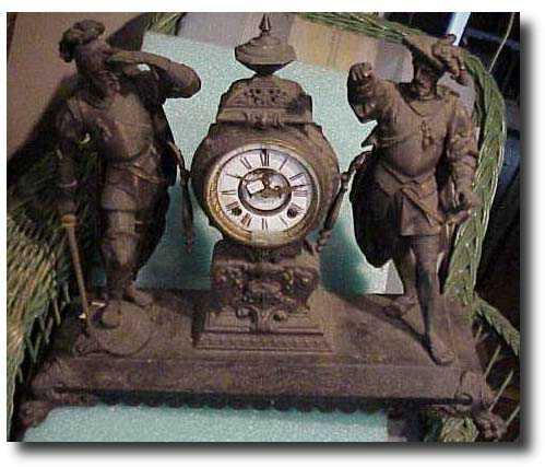 Ansonia double figural clock, "Pizarro and Cortez", c. 1894 — Antique Clocks Price Guide