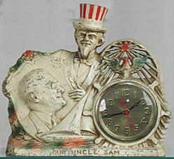 American Uncle Sam pot metal clock by United Clock Co. — Antique Clocks Price Guide