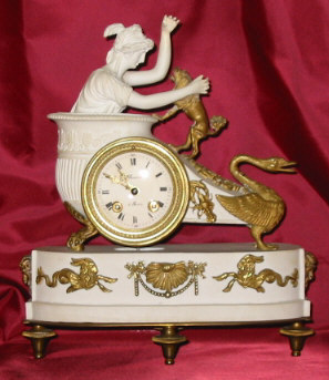 FRENCH PARIAN AND GILT BRONZE MANTEL CLOCK; MAKER: BAURET a PARIS Circa: 1855 — Antique Clocks Price Guide