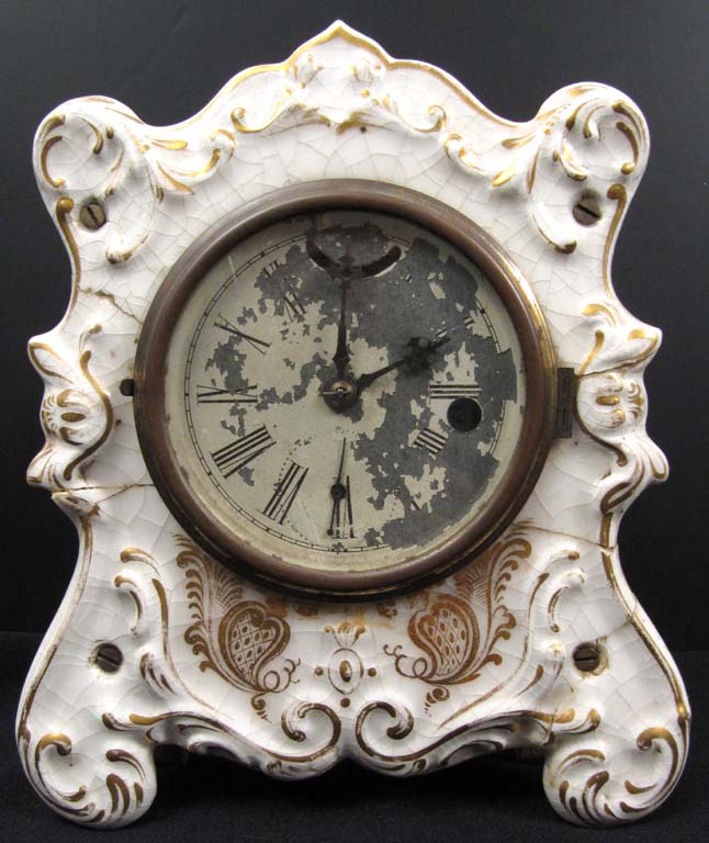 Rare Forestville Hardware and Clock Company porcelain shelf clock. — Antique Clocks Price Guide