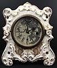 Rare Forestville Hardware and Clock Company porcelain shelf clock.
