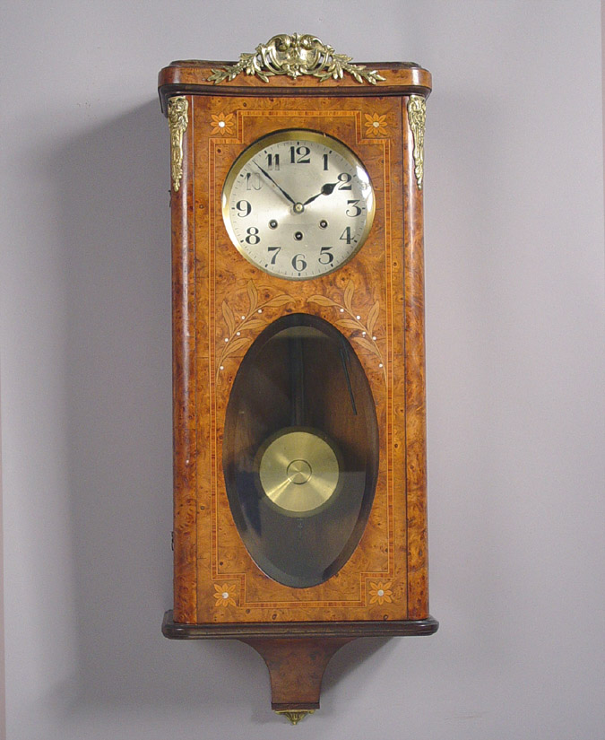 German Gustav Becker Unusual Burl Walnut Westminster Chime Wall Clock, — Antique Clocks Price Guide