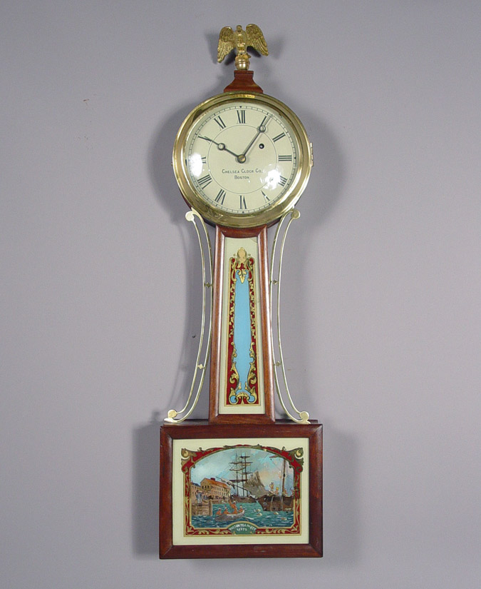 American Chelsea Clock Co., Boston Banjo Wall Timepiece, — Antique Clocks Price Guide