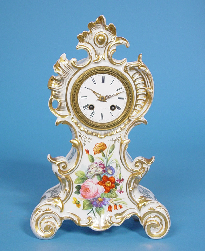 French A.D. Hunziker Old Paris Porcelain Clock, — Antique Clocks Price Guide