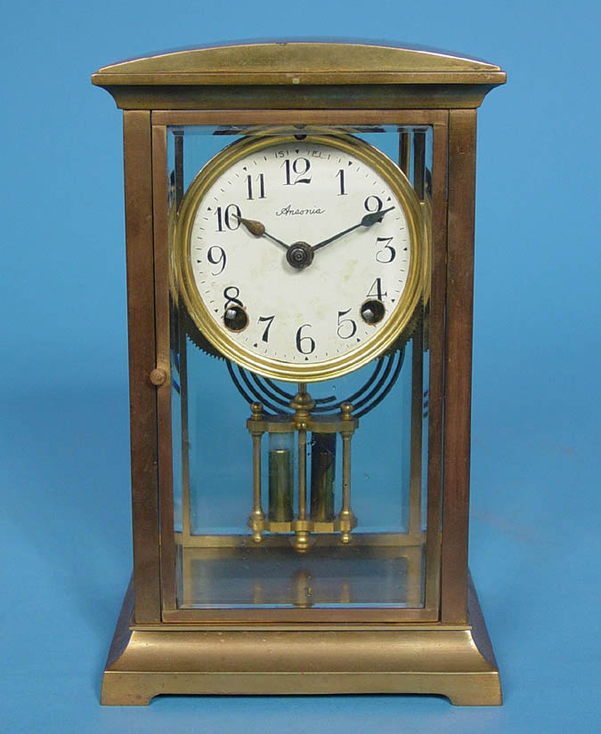 American Ansonia Clock Co. "Danube" Crystal Regulator Mantle Clock, — Antique Clocks Price Guide