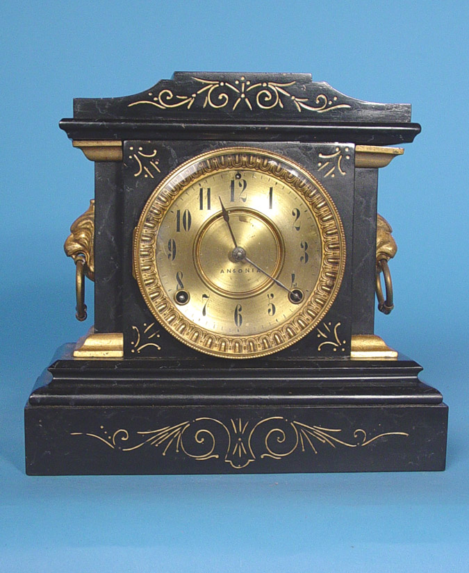 American Ansonia Clock Co. Iron Mantle Clock, — Antique Clocks Price Guide