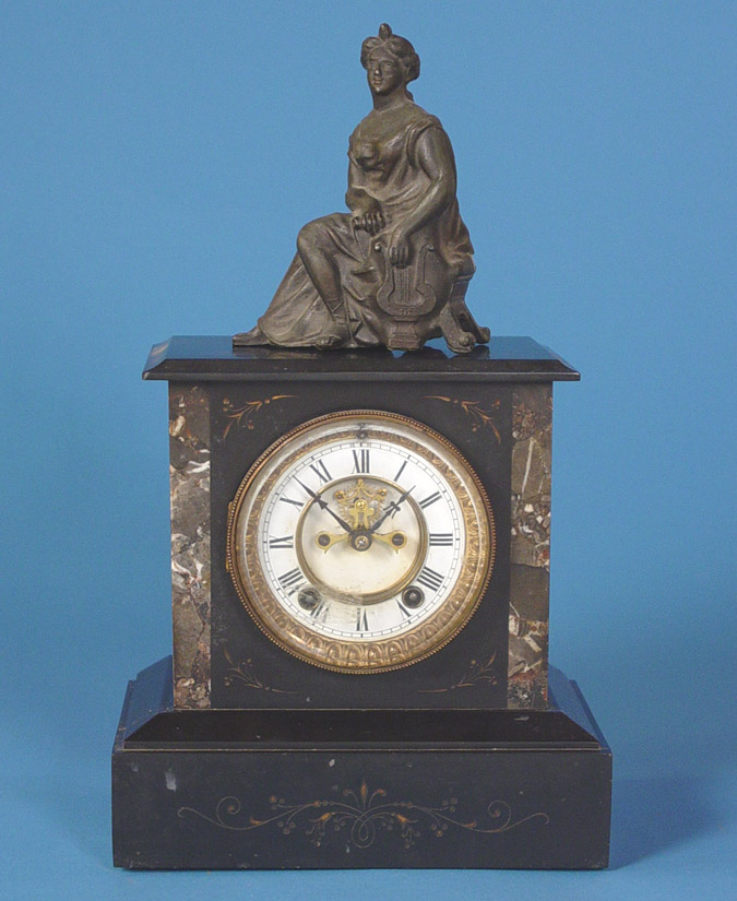 American Ansonia Clock Co. "El Au Dran" Marble Mantle Clock, — Antique Clocks Price Guide