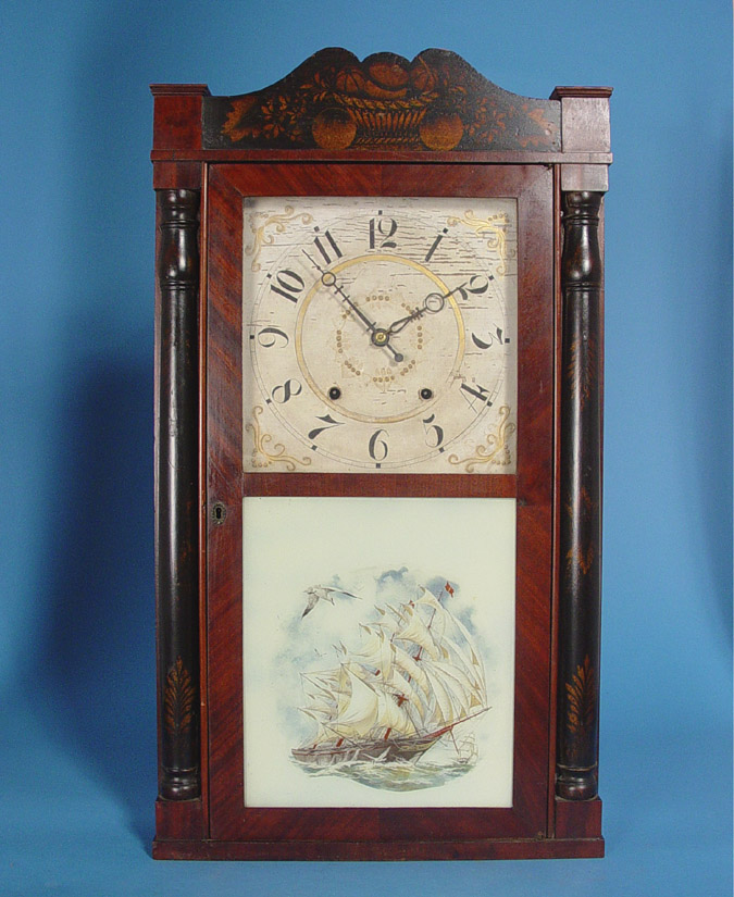 American Henry Terry Stencil Case Shelf Clock, — Antique Clocks Price Guide
