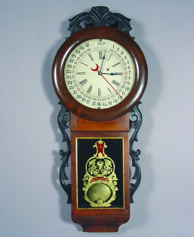 American W.L. Gilbert, Rochester, New Hampshire Galusha Maranville Rosewood Calendar Wall Clock, — Antique Clocks Price Guide