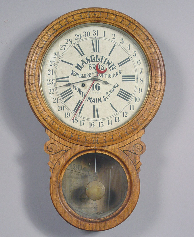 American Seth Thomas, Thomaston Rare and Unusual Advertising Wall Calendar Timepiece, — Antique Clocks Price Guide