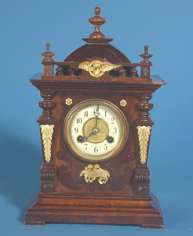 German Teutonia Clock Manufacturing Walnut Bracket Clock, — Antique Clocks Price Guide