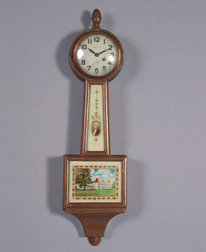 American Waltham Clock Co. Miniature Mahogany Banjo Timepiece, — Antique Clocks Price Guide