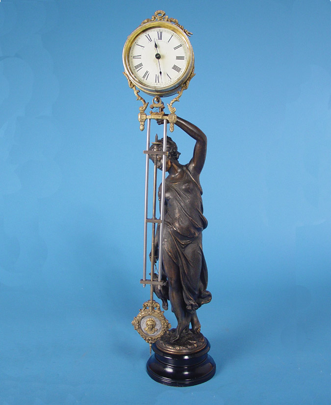 American Ansonia Clock Co. "Huntress" Swing Arm Mystery Clock, — Antique Clocks Price Guide