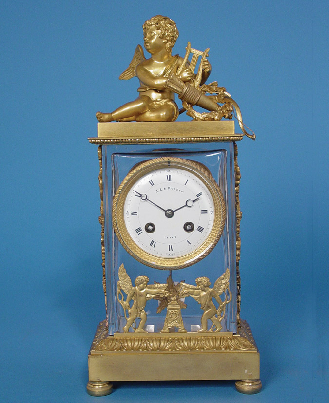 French Japy Freres Dore' Bronze and Crystal Mantle Clock, — Antique Clocks Price Guide