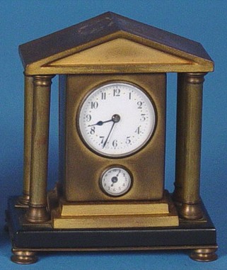 German Miniature Architectural Gilt Metal and Marble Mantle Clock, — Antique Clocks Price Guide