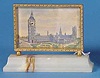 Swiss "Westminster Abby" Miniature Hand Painted Picture Desk Timepiece,